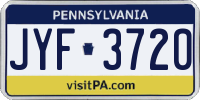 PA license plate JYF3720
