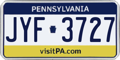 PA license plate JYF3727