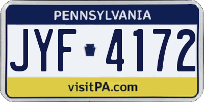 PA license plate JYF4172