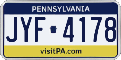 PA license plate JYF4178