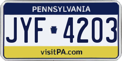 PA license plate JYF4203
