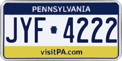 PA license plate JYF4222