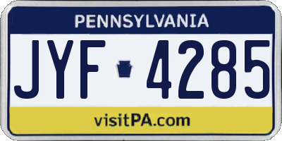 PA license plate JYF4285