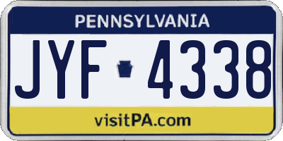 PA license plate JYF4338
