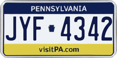 PA license plate JYF4342