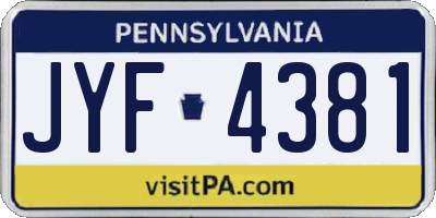 PA license plate JYF4381