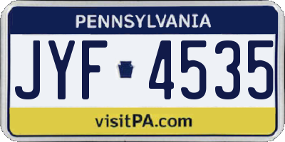 PA license plate JYF4535
