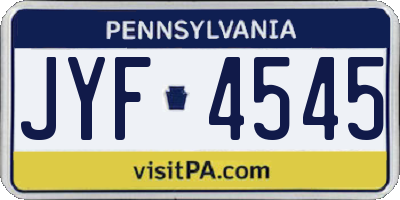 PA license plate JYF4545