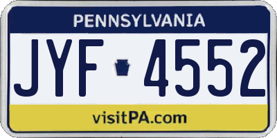PA license plate JYF4552