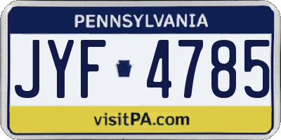 PA license plate JYF4785