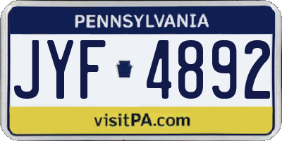 PA license plate JYF4892