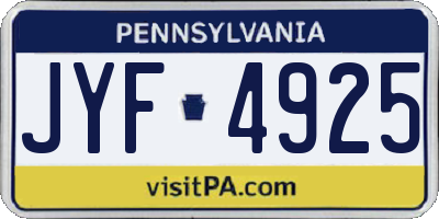 PA license plate JYF4925