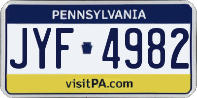 PA license plate JYF4982