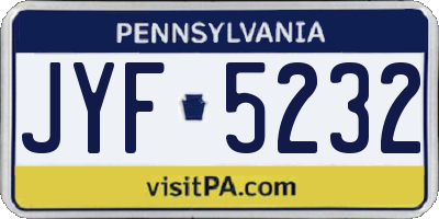 PA license plate JYF5232