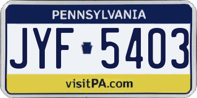 PA license plate JYF5403