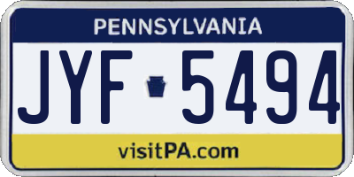 PA license plate JYF5494