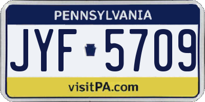 PA license plate JYF5709