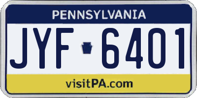 PA license plate JYF6401