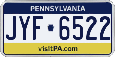 PA license plate JYF6522