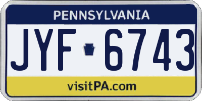 PA license plate JYF6743