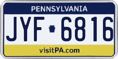 PA license plate JYF6816