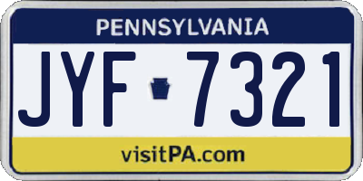 PA license plate JYF7321