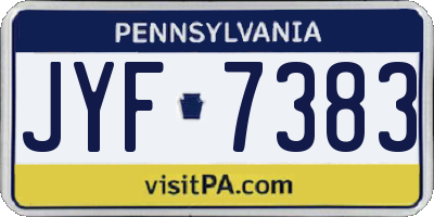 PA license plate JYF7383