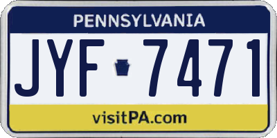 PA license plate JYF7471