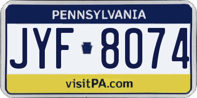 PA license plate JYF8074