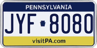 PA license plate JYF8080