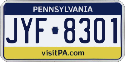 PA license plate JYF8301