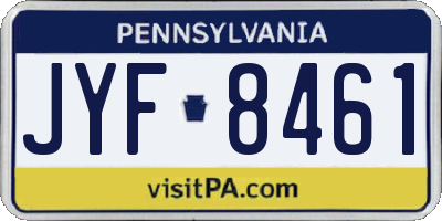 PA license plate JYF8461