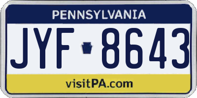 PA license plate JYF8643