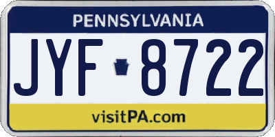 PA license plate JYF8722