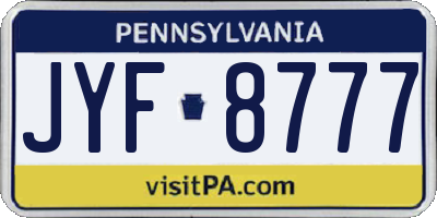 PA license plate JYF8777