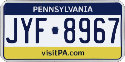 PA license plate JYF8967