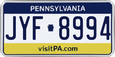 PA license plate JYF8994