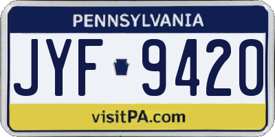 PA license plate JYF9420