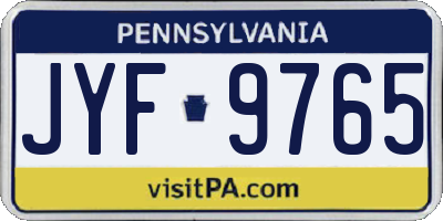 PA license plate JYF9765
