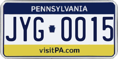 PA license plate JYG0015