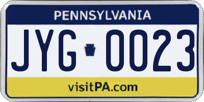 PA license plate JYG0023