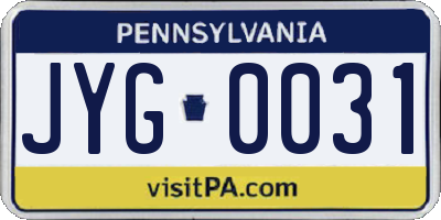 PA license plate JYG0031