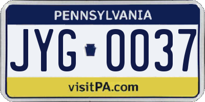 PA license plate JYG0037