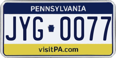 PA license plate JYG0077