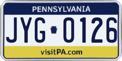 PA license plate JYG0126