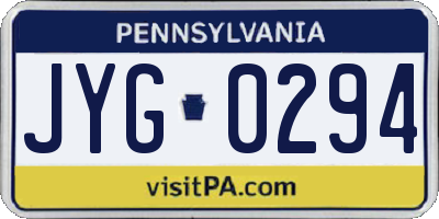 PA license plate JYG0294