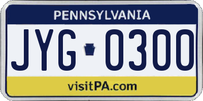 PA license plate JYG0300