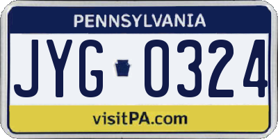 PA license plate JYG0324
