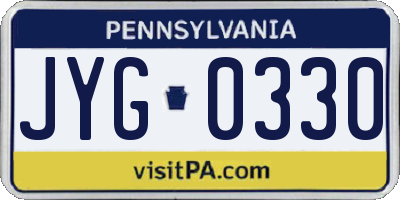 PA license plate JYG0330