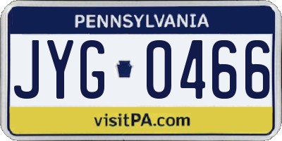 PA license plate JYG0466